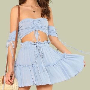 Shein blue boho skirt set